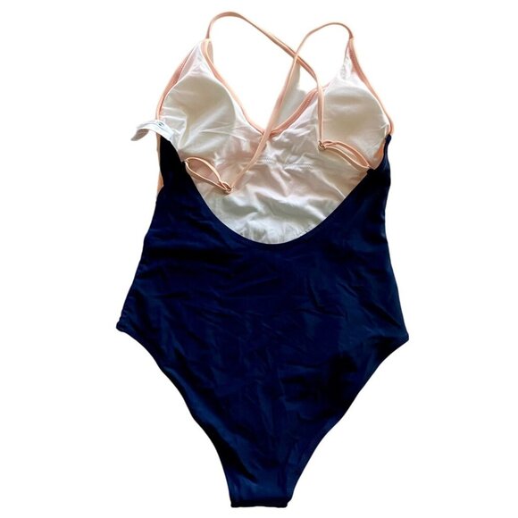 Cupshe Triple Color Block V Neck One Piece Swimsuit Cross Back Medium NE… - Picture 6 of 10